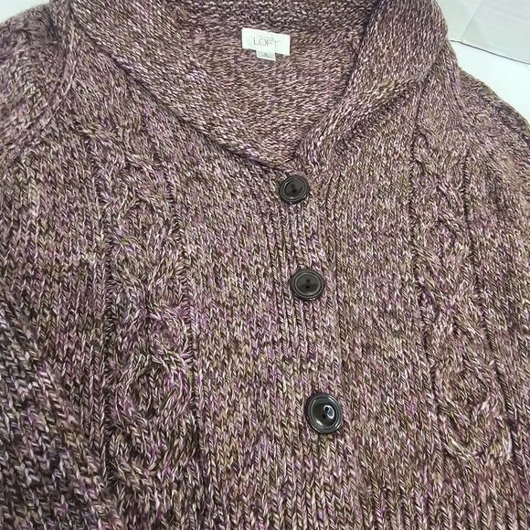 Ann Taylor Marled Purple Button-Up Cardigan - Picture 8 of 16